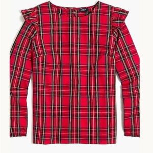 NWOT JCrew Red and Black  Tartan Plaid Blouse